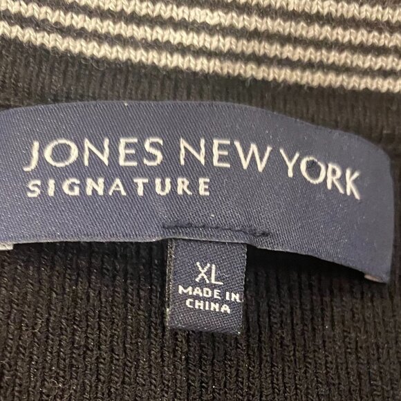 Y2k JONES NEW YORK BLACK & WHT 3/4 SLEEVE OVERSIZED SWEATER SNAP CLOSURE NWOT XL - Picture 7 of 8